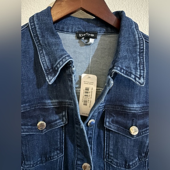 Bebe Button down denim dress with belt - Picture 2 of 4